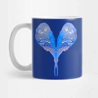 Blue budgies - heart shape Mug